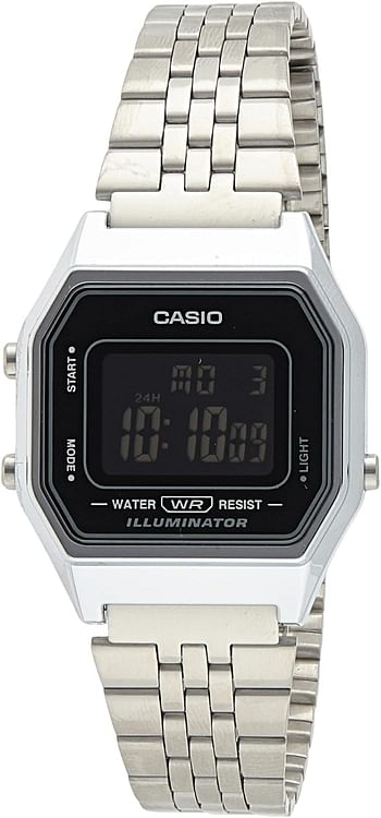 Casio Women's Watch - LA680WA-1BDF Black Dial Band Silver