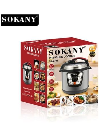 Sokany Multi Function Pressure Cooker, 6 Liters, 1000Watt Sk-2401 - Silver