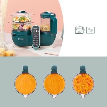 Babymoov - Nutribaby(+) 6-in-1 Multi-Purpose Food Processor | Steam Cooker, Blender, Large Capacity for Baby, Ideal for Batch Cooking - Opal Green