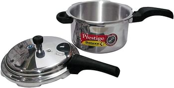 Prestige Deluxe Plus Pressure Cooker 5 Ltr | Aluminium Pressure Cooker With Lid | Exclusive Pressure Indicator|Induction Compatible Silver