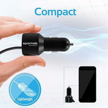 Promate Ultra Fast 3.4A Dual USB Car Charger, Procharge-C2