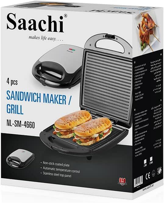 Saachi 4 Piece Sandwich Maker And Grill  NL-SM-4660 - Black