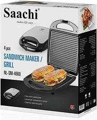 Saachi 4 Piece Sandwich Maker And Grill  NL-SM-4660 - Black