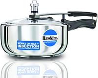 Hawkins 3 Litre Inner Lid Pressure Cooker, Stainless Steel Cooker, Wide Design Pan Cooker, Induction Cooker HSS3W - Silver