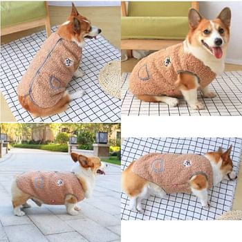 Hong Pet Plush Vest Coat For Pets - Coffee Color - Medium