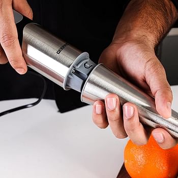 Geepas 700W Stainless Steel Hand Blender - 2 Speed Powerful Motor with Stainless Steel Blade & Removable Stick Ideal for Smoothies Shakes Baby Food & Fruits GHB5468