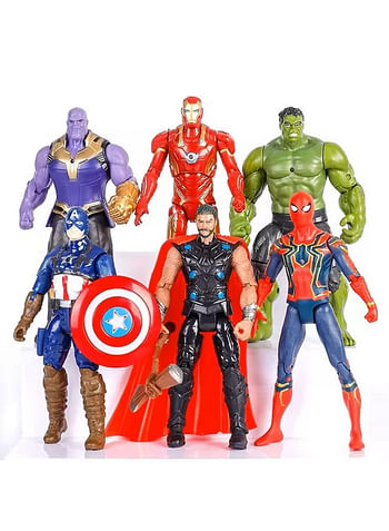 6 Pieces Super Hero Action Figures Inspired Model Collectible Toys For Kids Birthday Cartoons Cake Topper Theme Party Supplies  MRVL 16CM