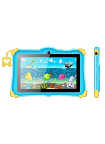 Kids Tablet Early Education Wi-Fi Android Tablet 7-inch Screen 6GB RAM 256GB ROM Portable Anti-drop Silicone Edge Built-in Stand Games and Zoom App Supported Blue