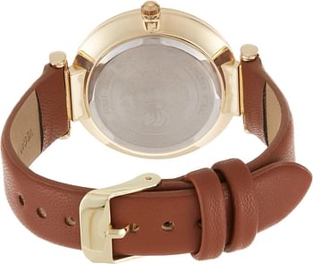 Anne Klein Women's Glitter Accented Strap Watch Quartz Movement - Brown, Gold