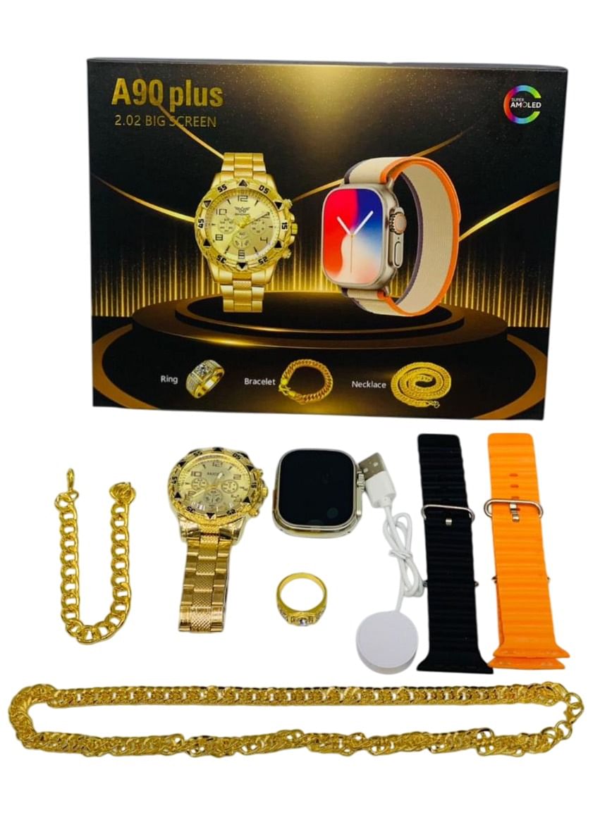 A90 PLUS Gold Edition Smartwatch and Jewelry Set