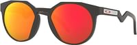 Oakley OO9464 HSTN Rectangular Sunglasses, Matte Carbon/Prizm Ruby 52 mm