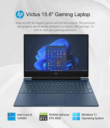 HP - Victus 15.6 Inch Full HD 144Hz Gaming Laptop - Intel 12th Generation Core i5-12450H - NVIDIA GeForce RTX 3050 Backlit Keyboard - Windows 11 1TB SSD - 32GB RAM Memory - Performance Blue