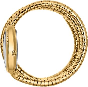 Just Cavalli Signature Snake Serpente Glam Evo 5 Dual Women's Fashion Quartz Wrist Watch Bracelet and Case in Stainless Steel Roll-Up and Flexible Analogue Display JC1228M0035 - Gold,White