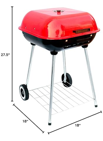 18" Square Barbecue Grill - Portable Outdoor Cooking