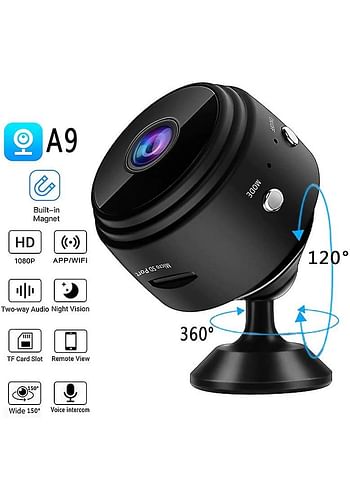 Wireless WIFI Mini Indoor Surveillance Camera with Night Vision 1080p HD Video Recording, Wide Angle