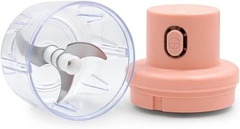 Electric Garlic Chopper Garlic Crusher Cordless Food Processors Stay-Sharp Blade One Touch Pulse USB Rechargeable - Pink