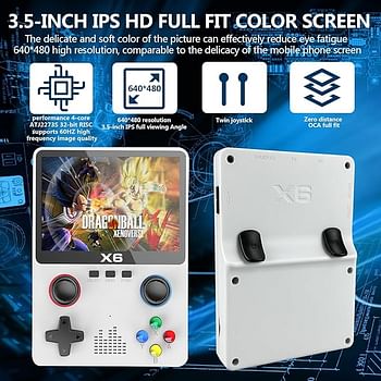 X6 Handheld Game Console, X6 Retro Game Console 15000+ Games, 3.5 inch Screen Mini Retro Game Console, Double 3D Joystick, X6 Game Console  Multicolor