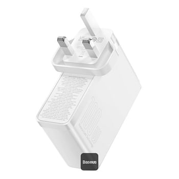 Baseus GaN5 Pro Fast Charger C+U 100W US White (With Mini White Cable Type-C to Type-C 100W(20V/5A) 1m - White