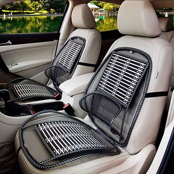 2-pcs Standard Size Ventilated Seat Cushion with Lumbar Support Air Flow Breathable Back Support Cushion Car Seat Cushion Cool Pad for Comfort and Lower Back Pain Relief