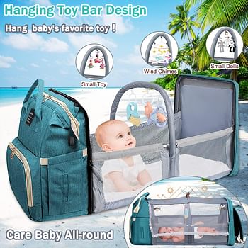 Diaper Bag Backpack Baby Bag Diaper Bag with Changing Station & Toy Bar Baby Girl Boy Diaper Bag for Dad Mom Travel Baby Shower Gifts Large Capacity 900d Oxford USB Port 3 Toys