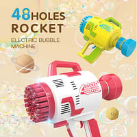 48 Holes Electric Space Rocket Bubble Gun Machine Toy With Light Automatic Making Bubbling Children Toys Random color