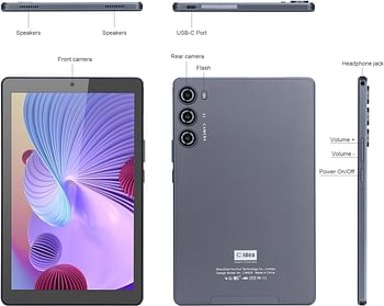 C idea 9 inch Android 12 Tablet with 8GB+256GB, 5+8MP Camera,4G Tablet with SIM Card Slot, 5G WIFI Tablet with GPS 8000mAh Battery,CM925(Gray)