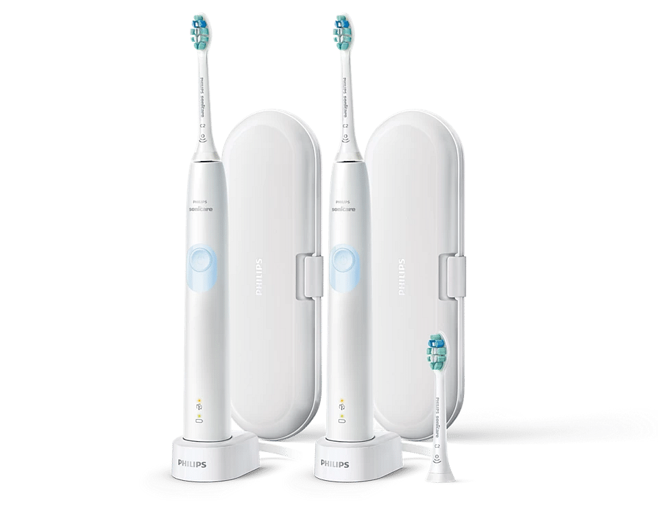 Philips Toothbrush Sonicare Protective Clean 4300 (2 Pack) (HX6809/81) White / Light Blue