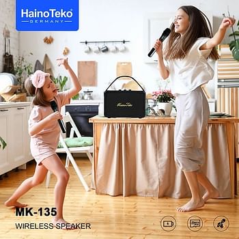 New MK-135 Haino Teko Portable Design Wireless Speaker High Quality Sound with Dual Microphones for Indoor and Outdoor User-Friendly Controls Multiple Connectivity Options Black