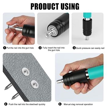 Manual Steel Nails Gun Tool, Concrete Nail Gun, Mini Portable Nail Shooting Machine with 10 Nails