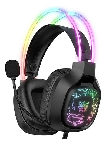 onikuma X22 Over-Ear Gaming Wired Headphones,Gaming Headset with Micphone,LED Light RGB Gamer Stereo Earphones for PS4/PS5/XOne/XSeries/NSwitch/PC- Black