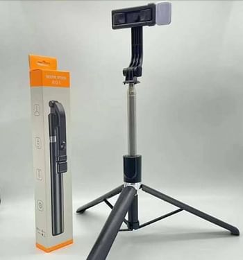 R1S-L Bluetooth Selfie Sticks with Remote and Selfie Light, Multifunctional Selfie Stick Tripod Stand Compatible with All Smartphones/Go Pro (Black)