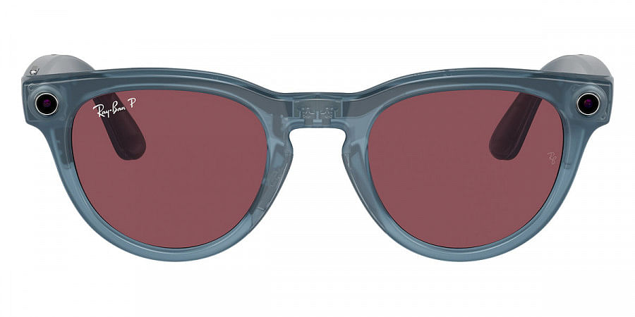 Rayban Meta Headliner Smart Sunglasses Shiny Jeans Polar Dusty - Red