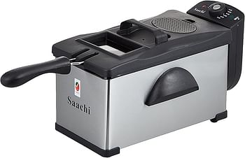 Saachi Deep Fryer Stainless Steel Body 3.0 Litres 2000 W Adjustable Thermostat anti-odour filter and non-stick coated pan NL-DF-4751-ST Silver-Black