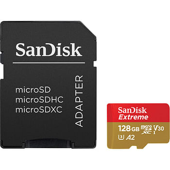 SanDisk Micro SD Extreme Memory Card With Adapter 190MB/S 128GB