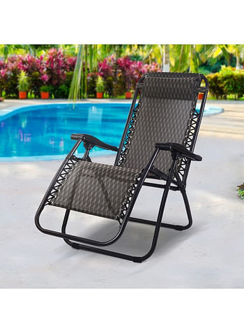 We Happy Folding Recline Camping Chair for Outdoor and Indoor Lounge Portable Patio Pool Beach and Lawn Recliner - Black