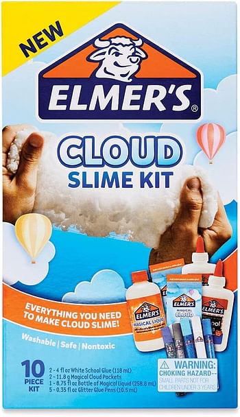 Elmer’s Cloud Slime Kit Slime Supplies Include Elmer’s White School Glue, Elmer’s Glitter Glue Pens, Magical Cloud Dust, Elmer's Magical Liquid Slime Activator, 10 Count