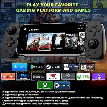 Phone Game Controller D6 for iPhone 16/Android/PC/Switch Play COD Genshin Diablo Support Streaming on PS5/PS4/Xbox/PC Console, Cloud Gaming Wireless Gamepad Joystick Turbo/6-Axis Gyro/Dual Motor Best Gift For Family and Friends in Christmas and New Year