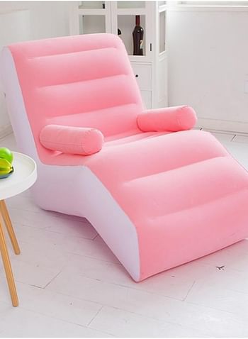 S-Shaped Inflatable Sofa Lounge Chair Foldable Outdoor Living Room Super Soft Lazy Sofa Suitable for Camping Games Reading (Multicolour)