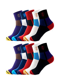 10 Pairs of Men’s Colorful Athletic Socks for Running Training and Everyday Comfort Moisture Wicking Cotton Blend Breathable and Durable Socks Assorted Colors