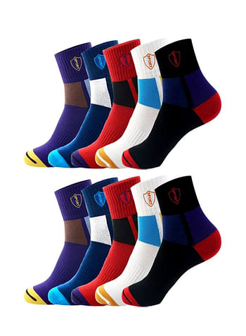 10 Pairs of Men’s Colorful Athletic Socks for Running Training and Everyday Comfort Moisture Wicking Cotton Blend Breathable and Durable Socks Assorted Colors