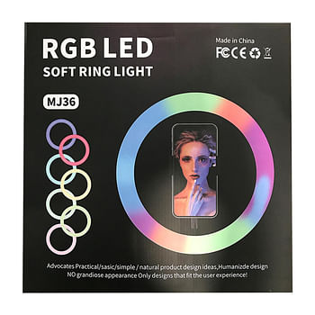 MJ36 RGB soft ring light Circle Photography Lighting 16 colour Led RGB Ring Light with Phone Tripod Stand