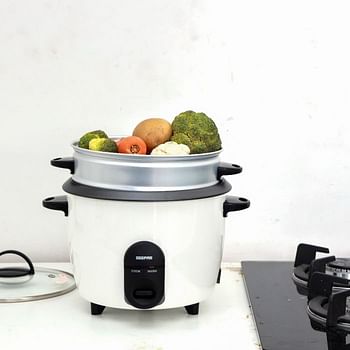 Geepas GRC35011 1.5L Automatic Rice Cooker 500W - Steam Vent Lid & Simple One Touch Operation Make Rice Steam Healthy Food & Vegetables