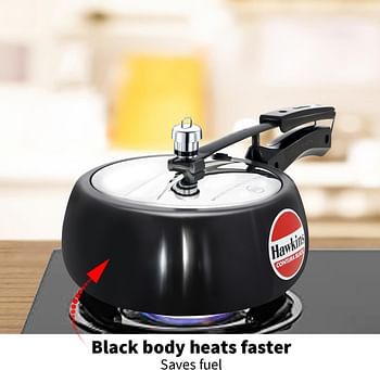 Hawkins Contura Hard Anodised Aluminium Inner Lid Pressure Cooker 3.5 Litres - Black