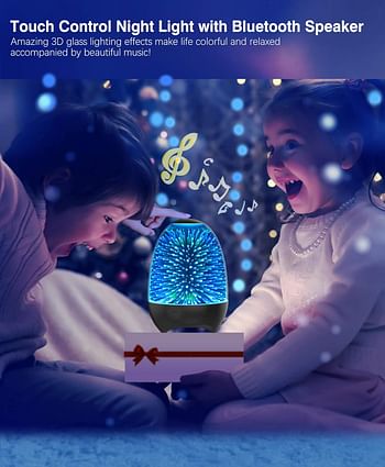 Night Light Bluetooth Speaker 3D Glass Bedside Table Lamp Color LED Night Lamp Touch Control Rechargeable Portable random color