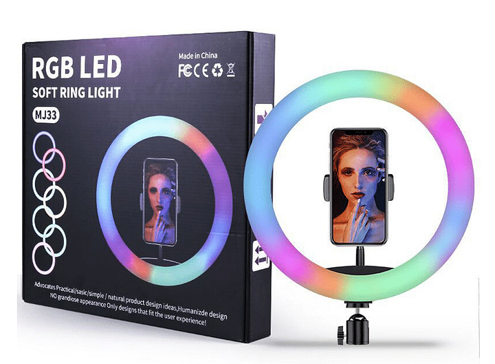 MJ33 LED Ring Light RGB Colorful Photography LED Light for TikTok Vlogging