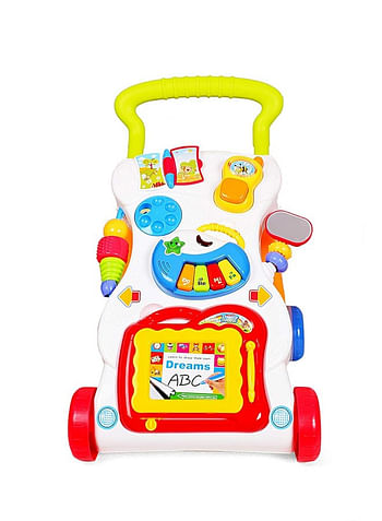 We Happy Baby Walker with Music and Toys Multi Functional Early Learning, Fine Motor, Limb Training Trolley Detachable Piano, Rattle, Lights, Phone - 6+ Months