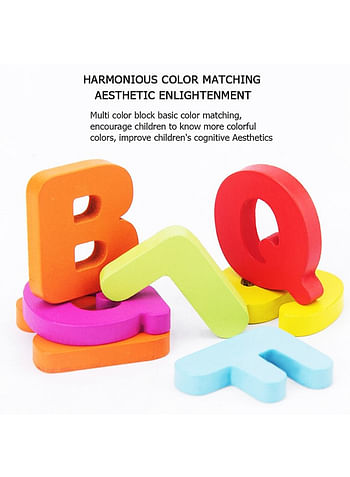 We Happy 34 Pieces Wooden Learning ABC Puzzle, Early Education Activity Alphabet Board Toy for Toddlers