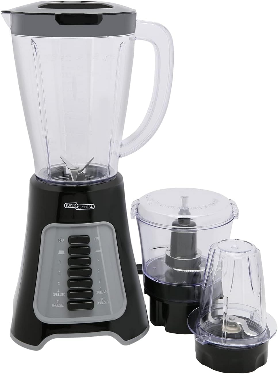 Super General 3-in-1 Blender, 400 watts power Mixer, 10 speed control with Pulse function, SGBG-40-D, 35 x 18.5 x 27.2 cm - Black