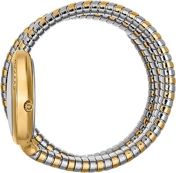 Just Cavalli Women's Signature Snake Quartz Watch 2 Tone Silver And Gold Bracelet Silver Dial