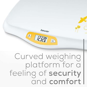 Beurer BY80 Digital Baby Scale Accurate Weighing for Infants and Pets Large Display - White/Yellow